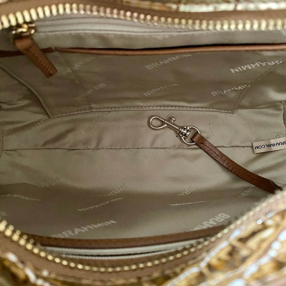 Brahmin Gold and Brown Croc-Embossed Hobo Bag and Wallet - Picture 6 of 7